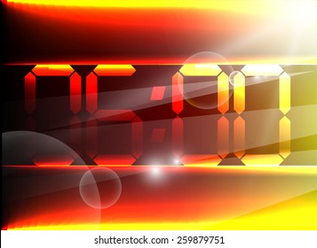 Abstract digital clock In the morning background vector.