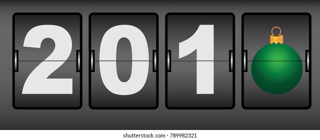 Abstract digital clocks for the new year, the last digit - Christmas ball