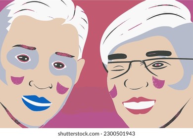 Abstract digital collage of LGBTQ+ faces