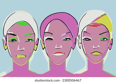 Abstract digital collage of LGBTQ+ faces