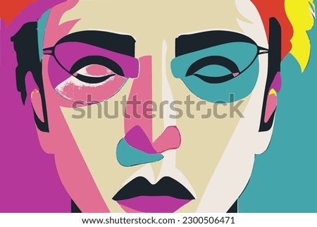 Abstract digital collage of LGBTQ+ faces