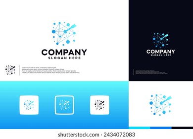 abstract digital communication ,connect , arrow, modern style , logo design template.