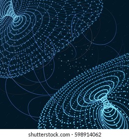 abstract digital composition with glowing particles forming a figure, big data concept