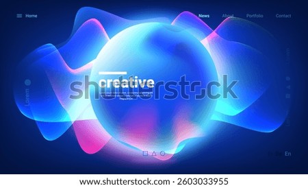 An abstract digital composition showcases a glowing sphere surrounded by dynamic, colorful waves. The overall effect creates a sense of creativity and modernity in design.
