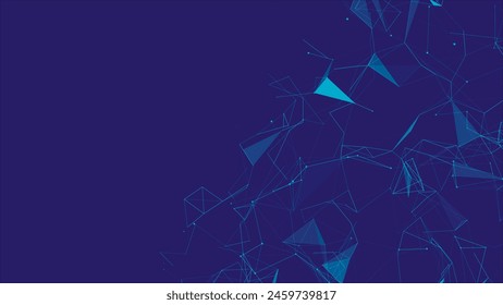 Abstract digital connection moving dots and lines. Technology background. Network connection structure. Digital background. Colored polygonal space. 3D Vector illustration.