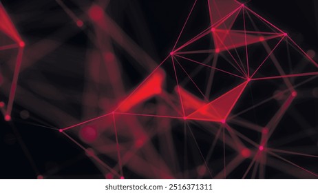 Abstrato conexão digital movendo pontos e linhas. Histórico tecnológico. Estrutura de conexão de rede. Espaço poligonal colorido. Efeito plexo. Ilustração vetorial.