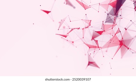 Abstract digital connection moving dots and lines. Technology background. Network connection structure. Colored polygonal space. Plexus effect. Vector illustration.