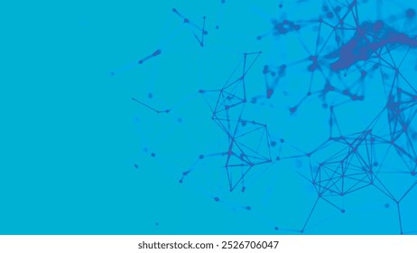 Abstract digital connection moving dots and lines. Technology background. Network connection structure. Digital background. Colored polygonal space. Vector illustration