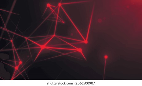 Abstract digital connection moving dots and lines. Technology background. Network connection structure. Colored polygonal space. Plexus effect. Vector illustration.