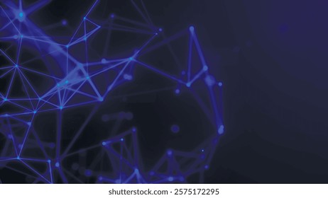 Abstract digital connection moving dots and lines. Technology background. Network connection structure. Colored polygonal space. Plexus effect. Vector illustration.