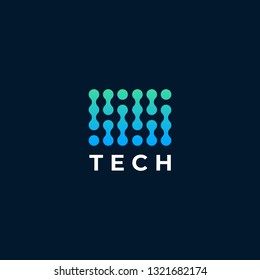 Abstract Digital connection technology logo. Simple tech design. Modern bright flow shape icon for construction technology or logo template for digital communication concept