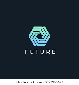 Abstract digital connection technology logo. Letter O logotype. Simple high tech design. Modern vector icon.