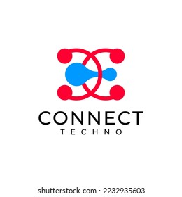 Resumen del logotipo de la tecnología de conexión digital