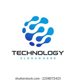 Abstract digital connection technology logo. line art and dot style. Simple high tech design. Modern vector icon.