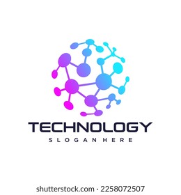 Resumen del logotipo de la tecnología de conexión digital. arte de línea y estilo de punto. Diseño de alta tecnología simple. Icono vectorial moderno.