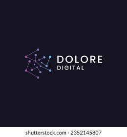 Abstract Digital connection technology logo. Simple tech design. Modern bright flow shape icon for construction technology or logo template for digital communication