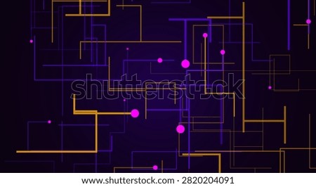 Abstract digital connectivity wallpaper featuring crossing straight lines and bright nodes, vibrant purple and gold color theme.