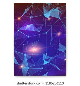 Abstract digital cover with pattern of plexus representing the global interaction. Concept of global network for communicate. Vector 3D illustration. Worldwide exchange of information by internet