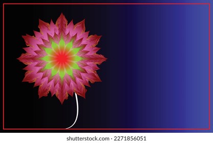 Abstrakte digitale Blume einzeln auf blauem Hintergrund, Element für Einladungskartendesign, Dankeschön-Karte, floraler Hintergrund, Vintage-Kunst, Vektorgrafik