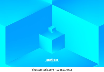Abstract digital cube technology concept, flowing line, smooth particle wave, big data techno, design concept background and wallpaper, vector eps
