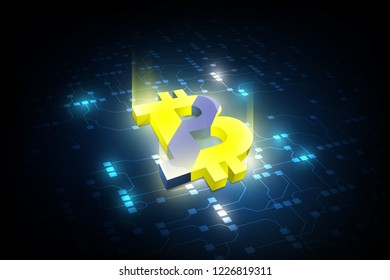 Abstract digital currency bitcoin with  blockchain , vector illustration 