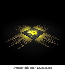 Abstract digital currency bitcoin with  blockchain , vector illustration 