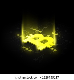 Abstract digital currency bitcoin with  blockchain , vector illustration