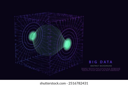 Caja de datos digital Abstractas . Visualización futurista de análisis de big data. Concepto de datos de criptomonedas. Ilustración vectorial.