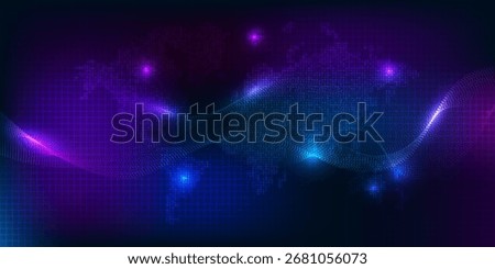 Abstract digital data communication futuristic technology background with wave wireframe structure.Artificial intelligence and big data technology concepts.Vector illustrations