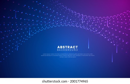 Resumen de diseño digital con partículas fluidas. Fondo del panorama tecnológico moderno en el futuro.Ilustración vectorial