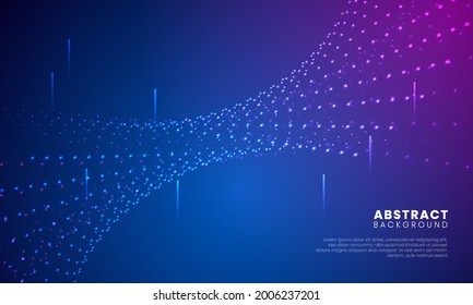 Abstract digital design with flowing particles. Modern future technology landscape background.Vector illustration