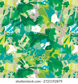 Design digital abstrato com formas geométricas modernas, cores vibrantes e padrões sem costura, perfeito para impressão de tecidos, têxteis de moda, papéis de parede e projetos de design de superfície criativos em todo o mundo.