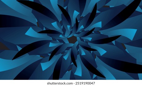 Abstract digital design in shades of blue, creating a 3D effect resembling an explosion or bloom. Perfect for modern backgrounds or tech-themed projects.