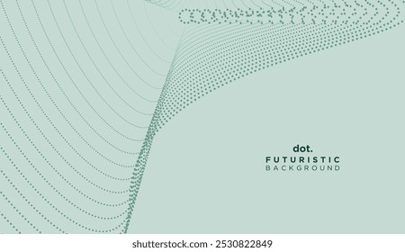 Abstract Digital Dot Flowing Wave Particles Background. Futuristic Geometric Technology Line Wave Halftone Dotted Background Concept For Science, Music Cover, Website, Header, Presentation, Banner