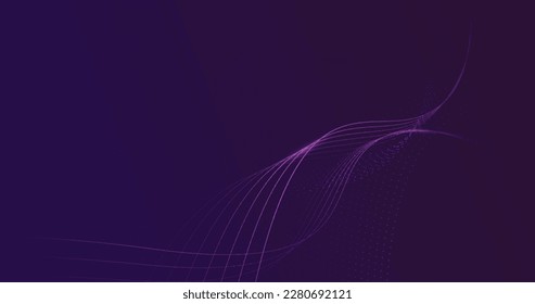 Abstract digital dynamic violet and blue wave on dark background. Futuristic hi-technology concept. Vector illustration