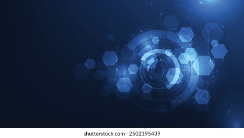 Fondo Abstractas del círculo eléctrico de Digitaces. Circuito eléctrico de la Imagen en fondo azul oscuro. Concepto de sistema de conexión de placa de circuitos de alta tecnología.	