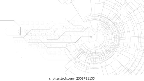 Fondo Abstractas del círculo del circuito eléctrico digital. Imagen eléctrica en un fondo blanco. Concepto de sistema de conexión de placa de circuito de alta tecnología.	