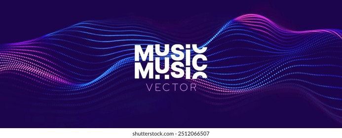 Abstract Digital EQ Equalizer Music 3D Particles Bokeh Visualization. Sound Wave Design Element. Modern Dynamic Particles Colored Background Design for Music, Sport, Science Events Banners. Vector.