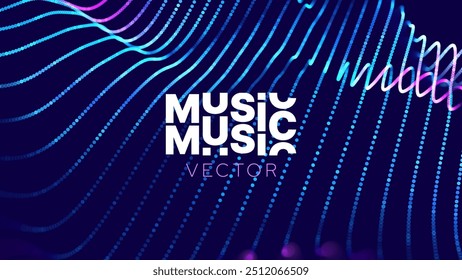 Abstract Digital EQ Equalizer Music 3D Particles Bokeh Visualization. Sound Wave Design Element. Modern Dynamic Particles Colored Background Design for Music, Sport, Science Events Banners. Vector.