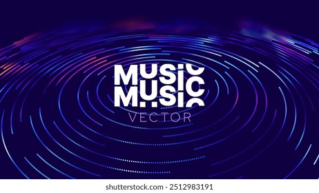 Abstrato Digital EQ Equalizador Música Círculos concêntricos Elemento de projeto de onda de som. Partículas dinâmicas modernas coloridas projeto de fundo para música, esporte, eventos científicos Bandeiras. Vetor.