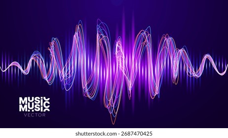 Ecualizador Abstractas de música digital EQ. Elemento de diseño de ondas de sonido. Ilustración vectorial de ondas sonoras. Inteligencia Artificial AI Asistente de Visualización de Voz.