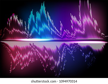 Abstract digital equalizer, sound wave pattern element. Vector illustration for tech futuristic innovation concept background.