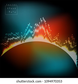 Abstract digital equalizer, sound wave pattern element. Vector illustration for tech futuristic innovation concept background.