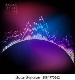 Abstract digital equalizer, sound wave pattern element. Vector illustration for tech futuristic innovation concept background.