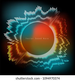 Abstract digital equalizer, sound wave pattern element. Vector illustration for tech futuristic innovation concept background.