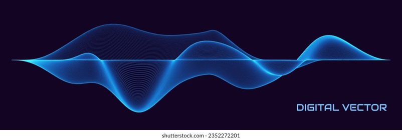 Resumen del ecualizador digital. Elemento de diseño de ondas de sonido. Ilustración del vector de ondas sonoras. Inteligencia Artificial AI Assistant Voice Visualization.