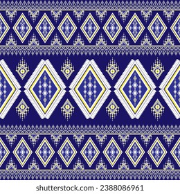 Abstract digital fabric pattern textile beautiful geometric shapes ethnic motive floral traditional style on a blue background designed for clothing, textile, pillowcase,carpet,silk, scarft,decorative