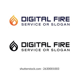 Abstract digital fire logo. Business symbol vector design element.