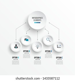 Abstract Digital Five Options. Vector Illustration Can Be Used For Workflow Layout Infographic, Diagram, Number, Web Design.