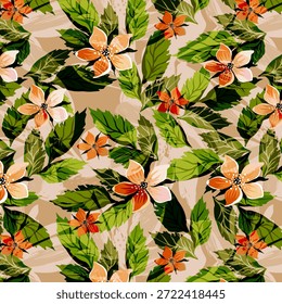 Abstract digital floral design with vibrant colors and flowing shapes, perfect for fabric printing, fashion textiles, seamless patterns, wallpapers, modern decor, and creative commercial use.
